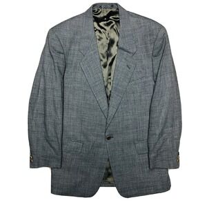 Lubiam 1911 Black w/ Tan Microcheck Wool Polyester Single Btn Blazer Mens Sz 40R